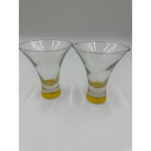 Bacardi Limon Fluted Bar Cocktail Glasses Yellow Base Martini Style Set of Two